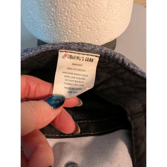 Domino's Pizza Hat Blue Reflective Workwear Uniform Adjustable Lightweight - Picture 6 of 8